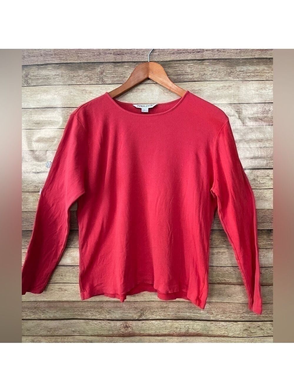 Pendleton Women’s Red Pullover Cotton Long Sleeve Blouse Shirt Top Size: Large